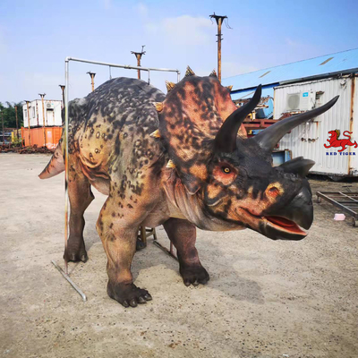 Costume de dinosaure Triceratops adulte réaliste personnalisé pour deux artistes