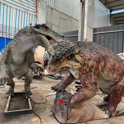 สวนสนุกที่สมจริง Animatronic Dinosaur Scutosaurus VS Gorgonops พร้อมการปรับแต่งการเคลื่อนไหวและเสียง