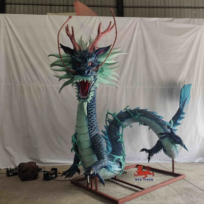 जीवित ध्वनि यथार्थवादी एनिमेट्रोनिक पशु चीनी पौराणिक जीव ग्रीन ड्रैगन