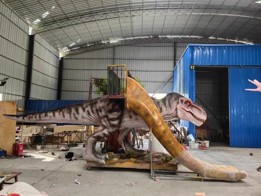 El dinosaurio de la fibra de vidrio resbala el equipo de T Rex Slider With Stair Playground